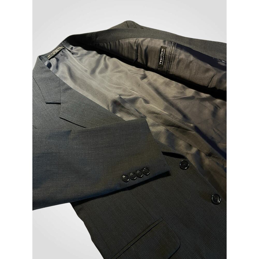 Versini Mens 40S 34x28 Midnight Navy Blue Tonal Glen Plaid Suit Twist Tech - Picture 10 of 16